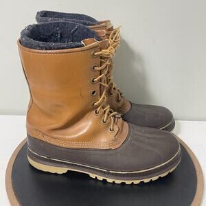 Sorel Winter Boots Men 9 Brown Leather Rubber Duck Boots Wool Insulated Osprey